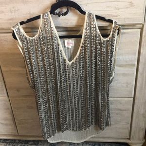 Parker cold shoulder sequin top